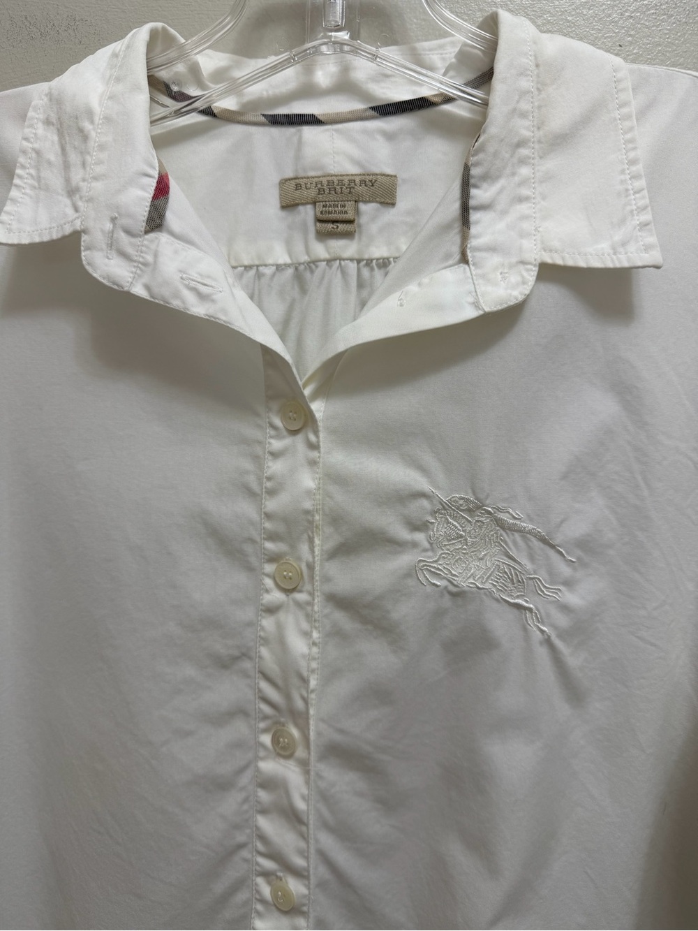 Burberry Brit Tunic Popover Top Long Sleeve Embroidered Logo Cotton White Size S - Picture 4 of 12